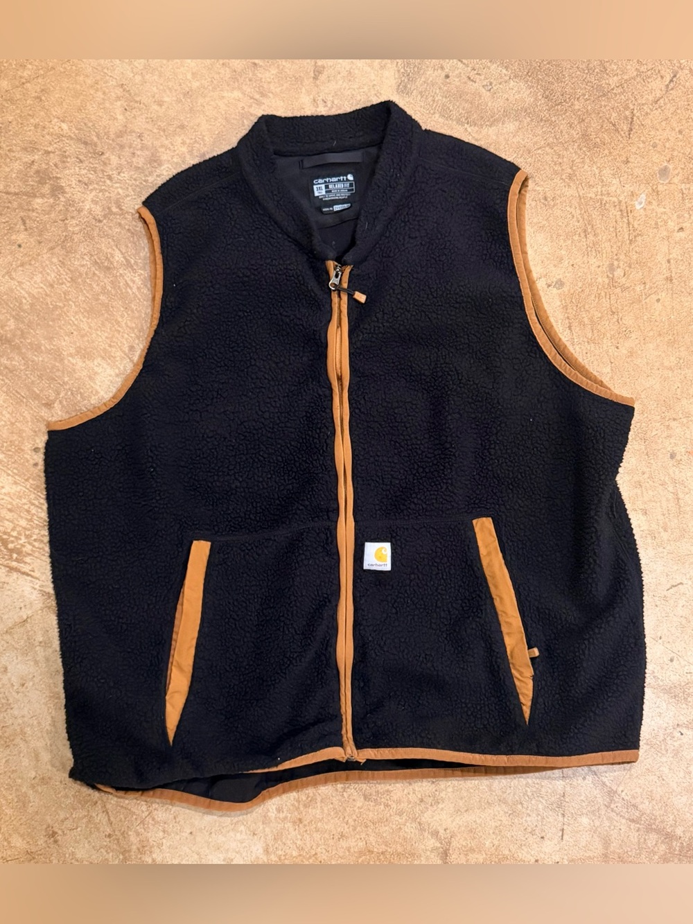 Carhartt Sherpa Fleece Vest Mens 3XL Black Relaxed Full Zip Pockets 0V4995-M